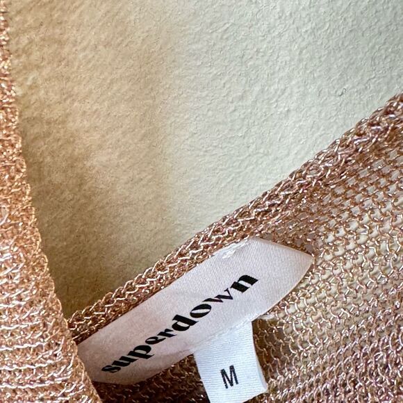 Superdown REVOLVE Brina Mini Dress in Rose Gold Metallic Knit M FLAWS - Picture 12 of 15